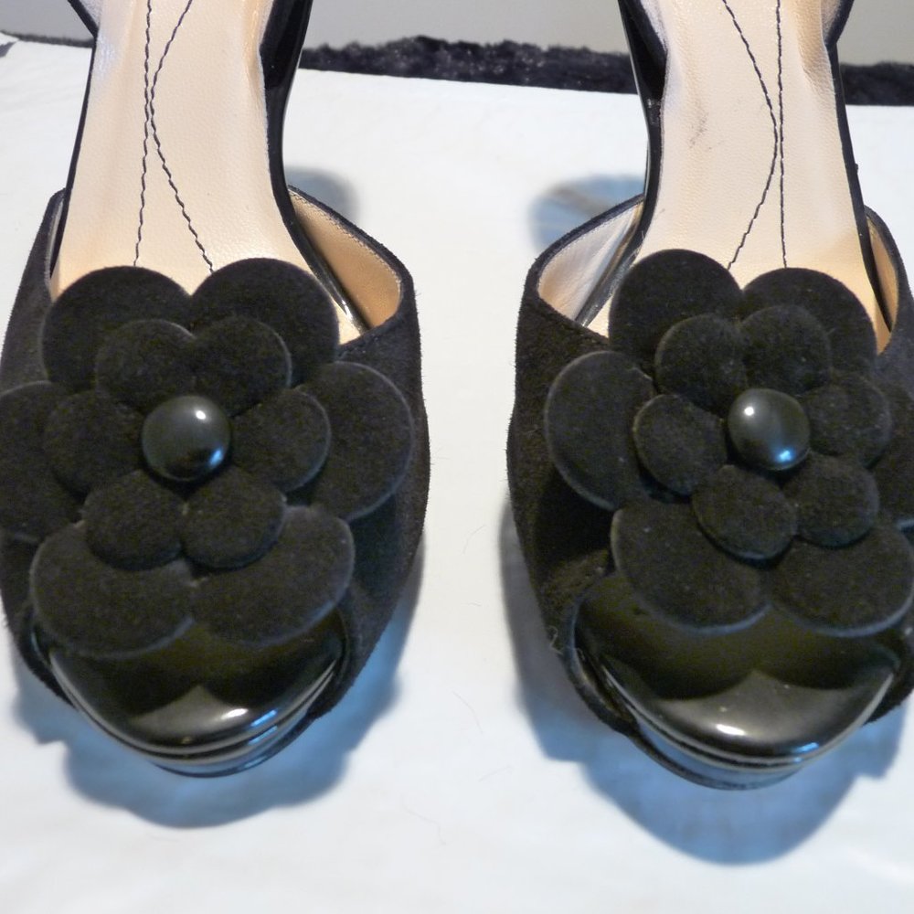 Kate Spade Suede Platform Slingbacks 6.5 Black